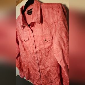 EUC ARIAT Medium pink long sleeve snapped shirt